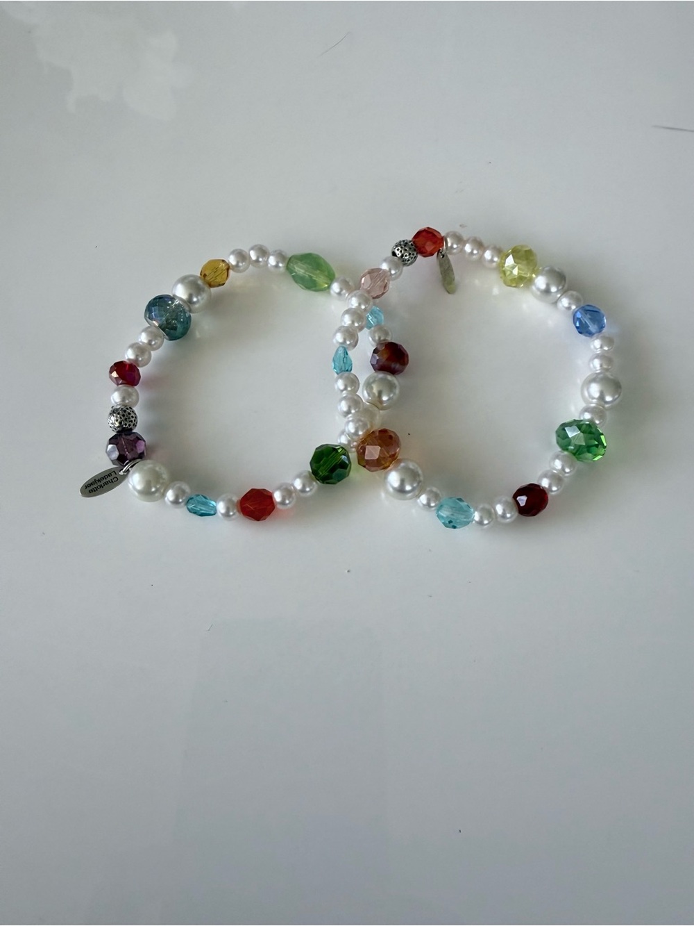 Colorful Beaded Pearl Stretch Bracelets - Pair
